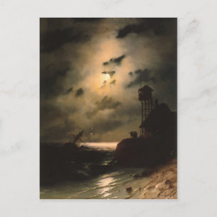 Moonlit Seascape mit Schiffswrack Postkarte