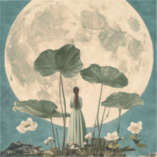 Moonlit Serenity - Vintage Lotus Szene Aufkleber