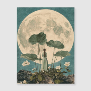 Moonlit Serenity - Vintage Lotus Szene Magnetkarte