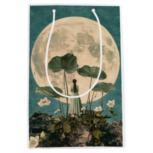 Moonlit Serenity - Vintage Lotus Szene Mittlere Geschenktüte