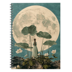Moonlit Serenity - Vintage Lotus Szene Notizblock
