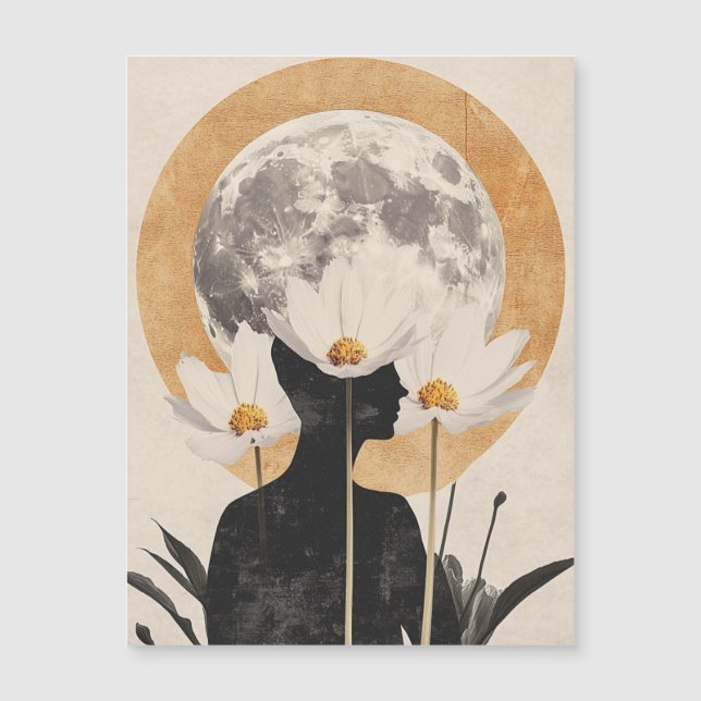 Moonlit Silhouette - Boho Vintag Elegante Magnetkarte (Vorderseite)