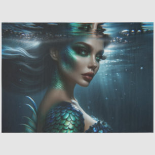 Moonlit Siren Portrait Up Nah Mermaid Decoupage Seidenpapier