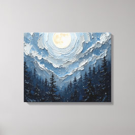 Moonlit Sky Over Forest Premium Wrapped Canvas Wal Leinwanddruck