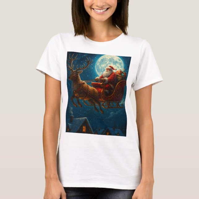 Moonlit Sleigh Ride: Santa’s Magical Journey T-Shirt (Vorderseite)