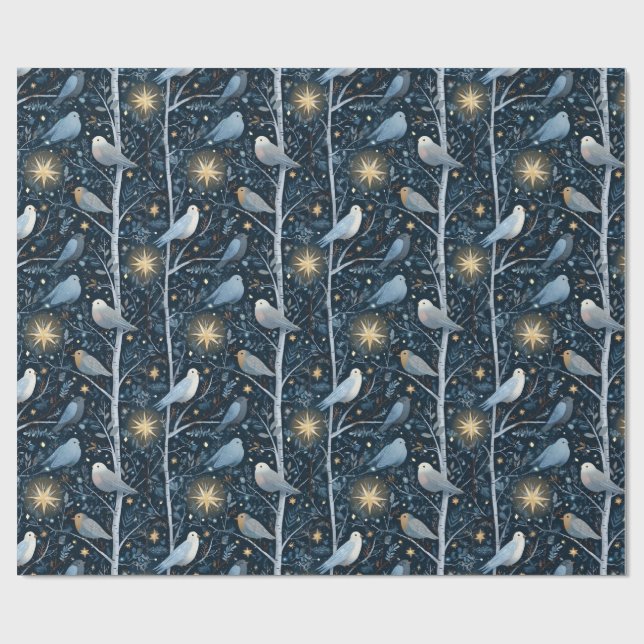 Moonlit Songbird Forest Geschenkpapier (Flach)
