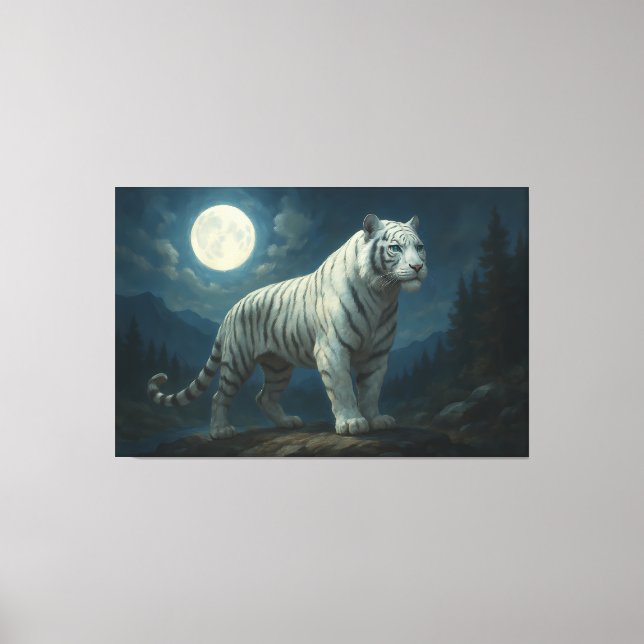 Moonlit Sovereign White Tiger | ManJiangHong Fine  Leinwanddruck (Vorderseite)
