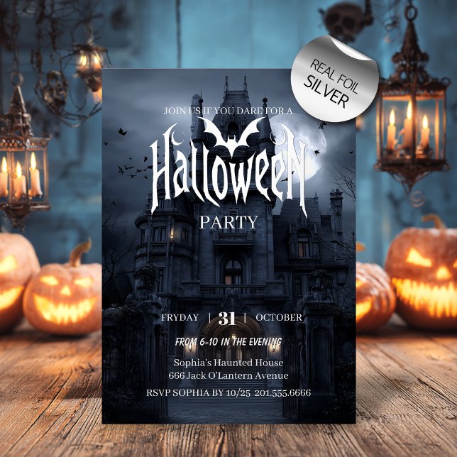 Moonlit Spuk House - Mystery Halloween-Party Folieneinladung (Von Creator hochgeladen)