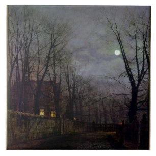 Moonlit Straßen-Szene, 1882 (Öl auf Leinwand) 2 Fliese