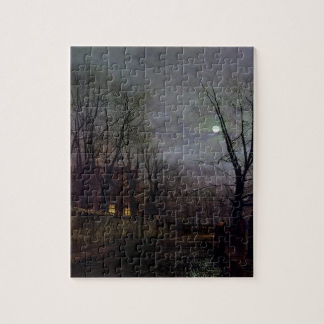 Moonlit Straßen-Szene, 1882 (Öl auf Leinwand) 2 Puzzle (Vertikal)
