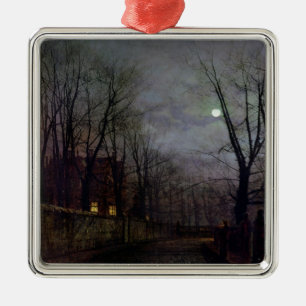Moonlit Straßen-Szene, 1882 (Öl auf Leinwand) 2 Silbernes Ornament