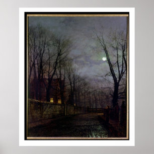 Moonlit Street Scene, 1882 (Öl auf Leinwand) 2 Poster