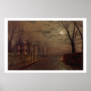 Moonlit Street Scene, 1882 (Öl auf Leinwand) Poster