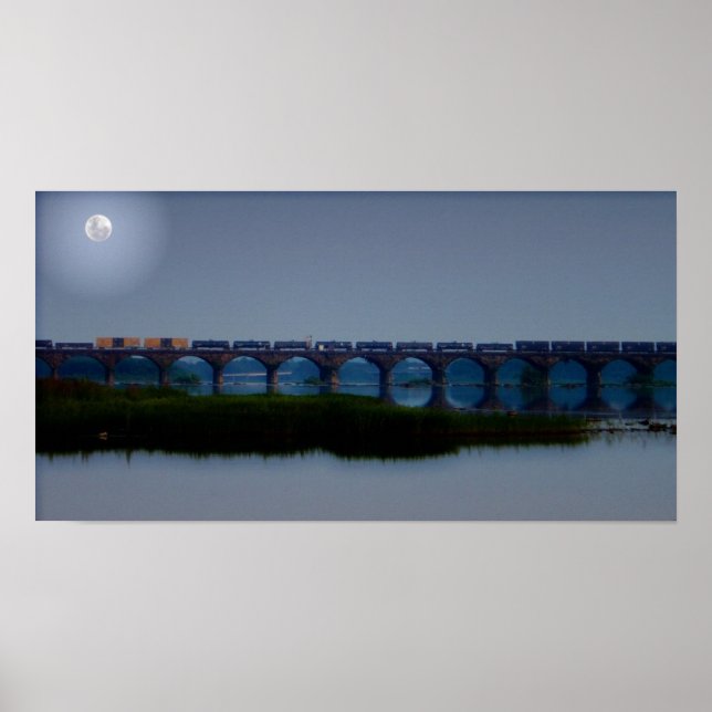 Moonlit Train - Rockville Bridge, PA Poster (Vorne)