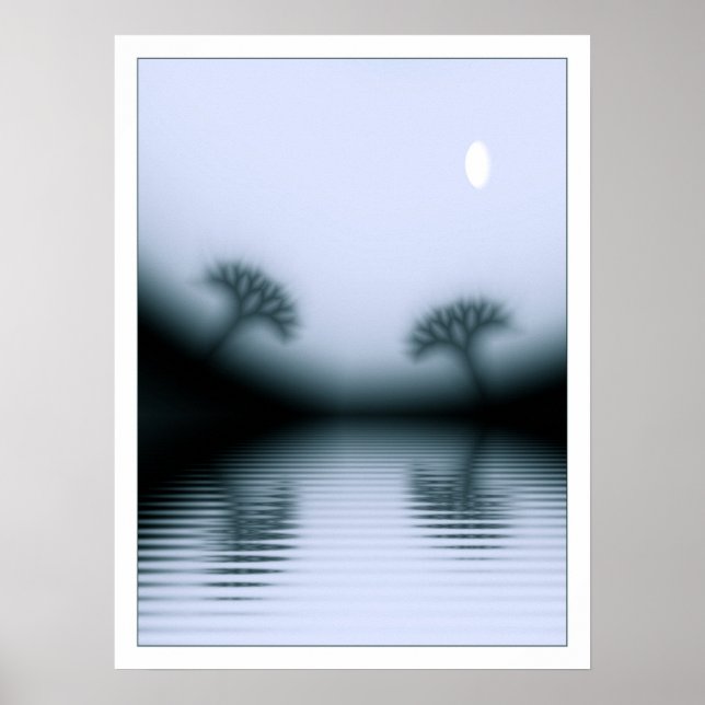 Moonlit Trees and Lake Poster (Vorne)