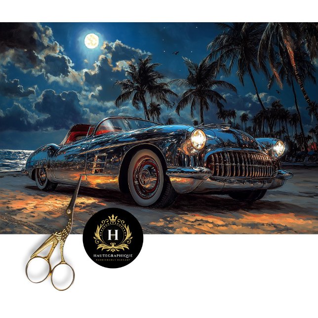 Moonlit Tropical Vintage Car Decoupage Seidenpapier (Von Creator hochgeladen)