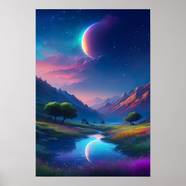 Moonlit Valley, eine bezaubernde Nacht Poster (Vorne)