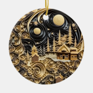 "Moonlit Whimsy Christmas Village" Keramik Ornament