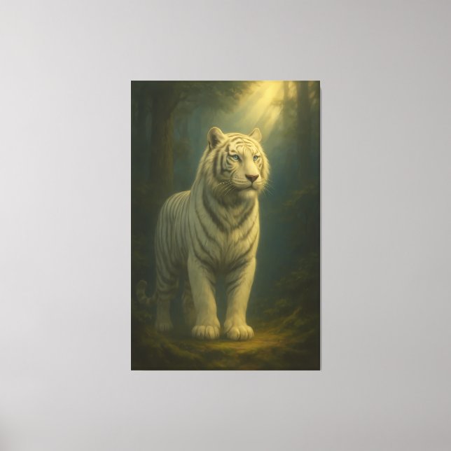 Moonlit White Tiger – Fine Art Portrait Leinwanddruck (Vorderseite)