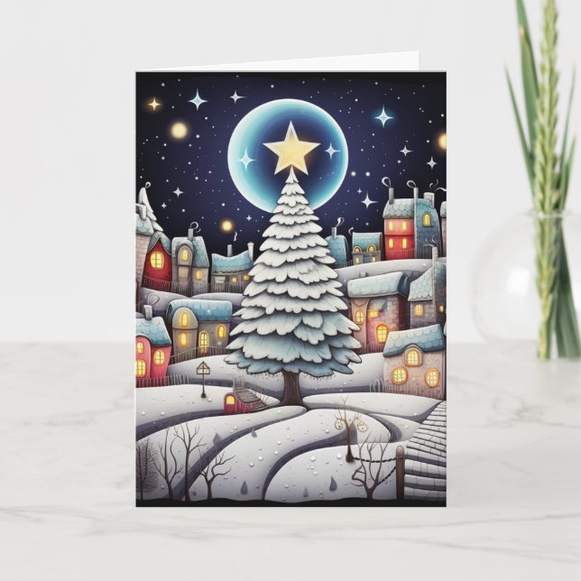 Moonlit Winter der Freude Karte (Vorderseite)