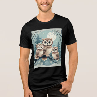 Moonlit Wisdom - Owl Family T - Shirt