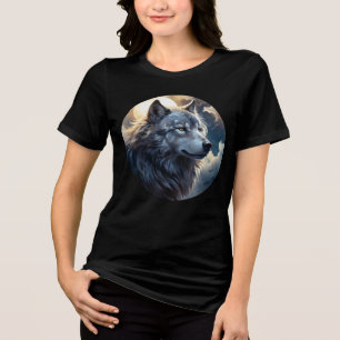 Moonlit Wolf – Tranquil Night Animal Art Tri-Blend Shirt