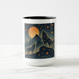 Moonlit Wolves & Mount Fuji – Japanese Night Art Tasse