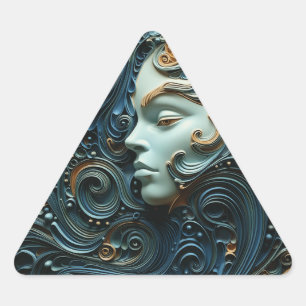 Moonlit Woman 3D Art Dreieckiger Aufkleber