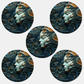 Moonlit Woman 3D Art Etiketten