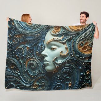 Moonlit Woman 3D Art Fleecedecke
