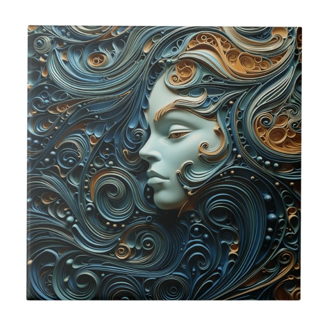 Moonlit Woman 3D Art Fliese (Vorderseite)