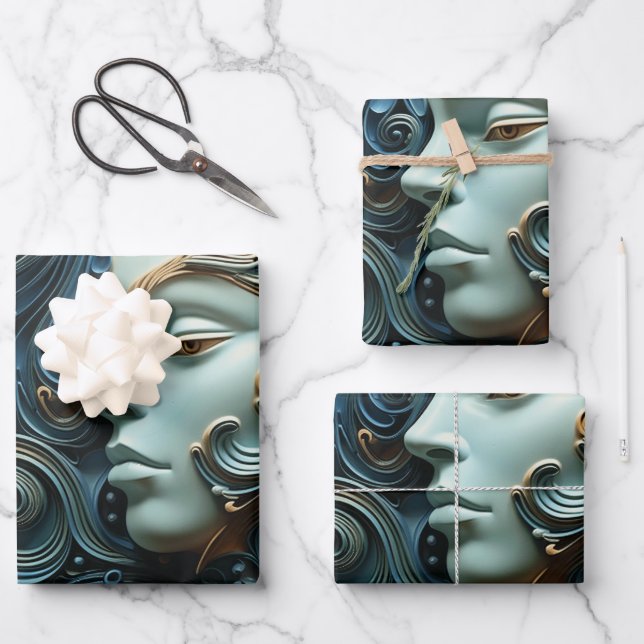 Moonlit Woman 3D Art Geschenkpapier Set (Vorderseite)