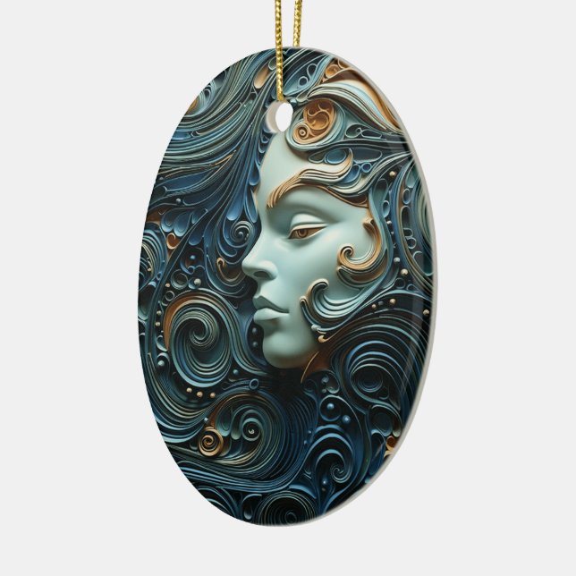 Moonlit Woman 3D Art Keramik Ornament (Links)