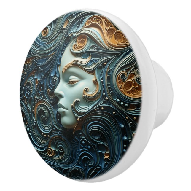 Moonlit Woman 3D Art Keramikknauf (Rechts)