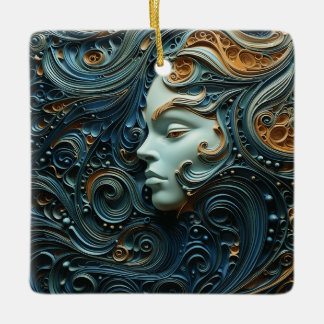 Moonlit Woman 3D Art Keramikornament