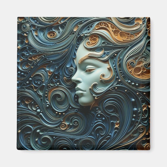Moonlit Woman 3D Art Magnet (Vorne)