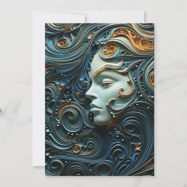 Moonlit Woman 3D Art Save The Date (Vorderseite)