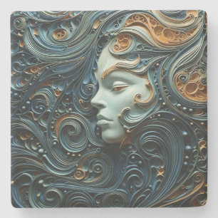 Moonlit Woman 3D Art Steinuntersetzer