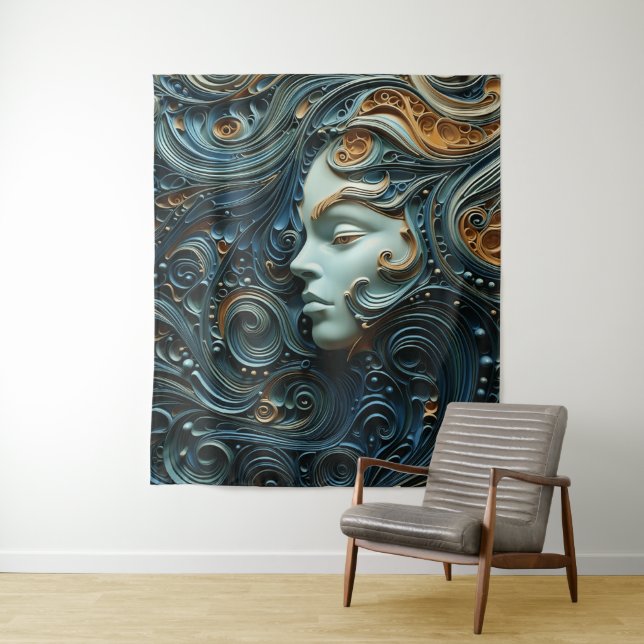 Moonlit Woman 3D Art Wandteppich (Beispiel)