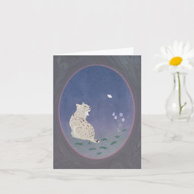 Moonlit Woodland Bobcat Small Greeting Card  Karte (Kleine Pflanze)