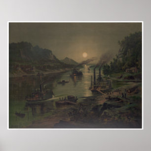 Moonrise auf dem Ohio Poster