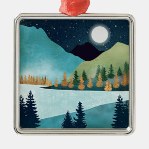 Moonrise Lake Ornament Aus Metall