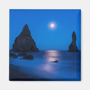 Moonrise-Reflektion   Island, Reynisdrangur Magnet