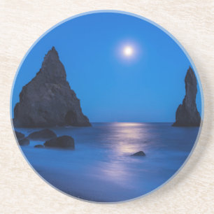 Moonrise-Reflexion über Meeres- und Meeressteine Getränkeuntersetzer