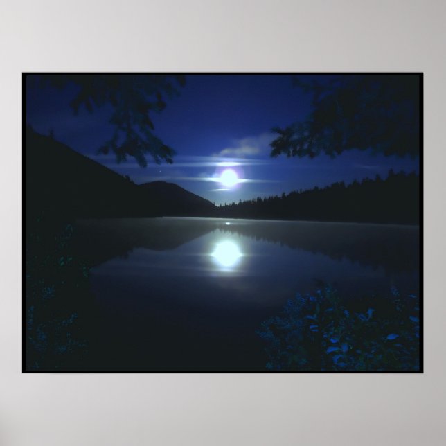Moonrise über den Elch Lake Poster (Vorne)