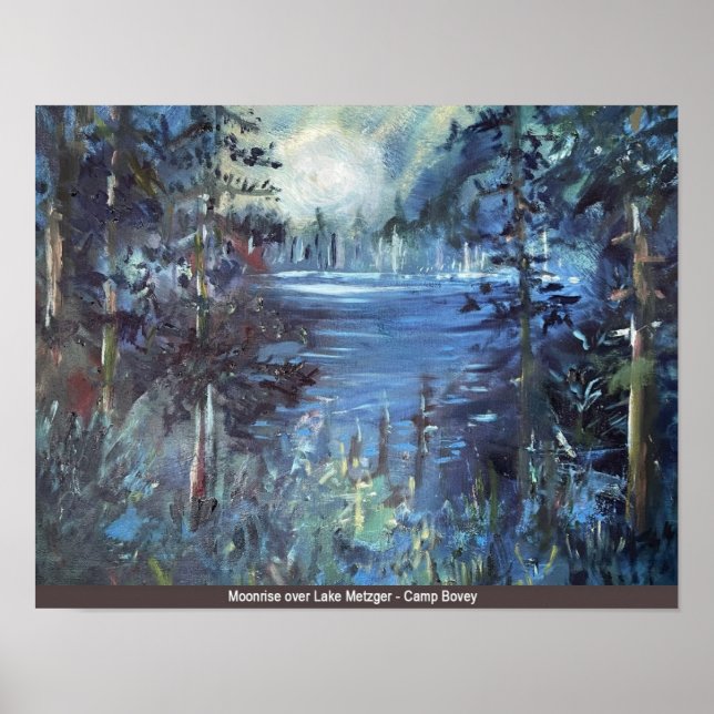 Moonrise über den Metzger See Poster (Vorne)