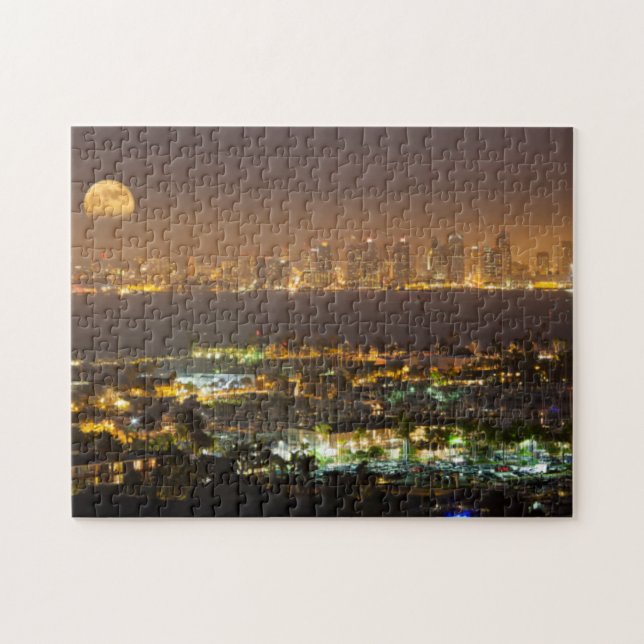Moonrise über der Skyline von San Diego Puzzle (Horizontal)