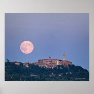 Moonrise über Pienza Poster