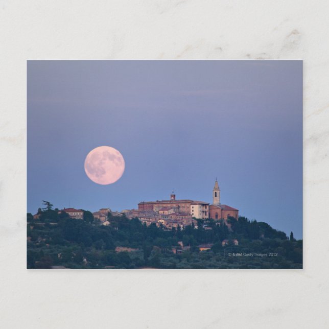 Moonrise über Pienza Postkarte (Vorderseite)