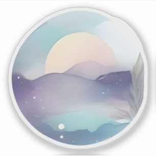 Moonrise über ruhige Spitzen Aufkleber